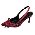 thumbnail image 1 of HomeDM Women's Kitten Heels Closed Pointy Toe Slingback Slip On Slides Elegant Wedding Dress Pumps Shoes, Wine Size 8.5, 1 of 9