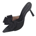 thumbnail image 1 of HomeDM Women's Kitten Heels Sandals Open Pointy Toe Slip-On Mules Dress Pumps Shoes for Wedding Party Work Daily, Black Size 6.5, 1 of 6