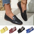 thumbnail image 1 of HomeDM Women's Loafer Closed Toe Slip On PU Leather Casual Office Work Flats Dress Shoes, Black Size 7.5, 1 of 9