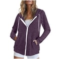 thumbnail image 1 of HomeDM Women's Long Sleeve Sweatshirts Casual Solid Color Hooded Jackets with Pockets Oversized Zip Up Hoodies S-XXL/Purple, 1 of 5