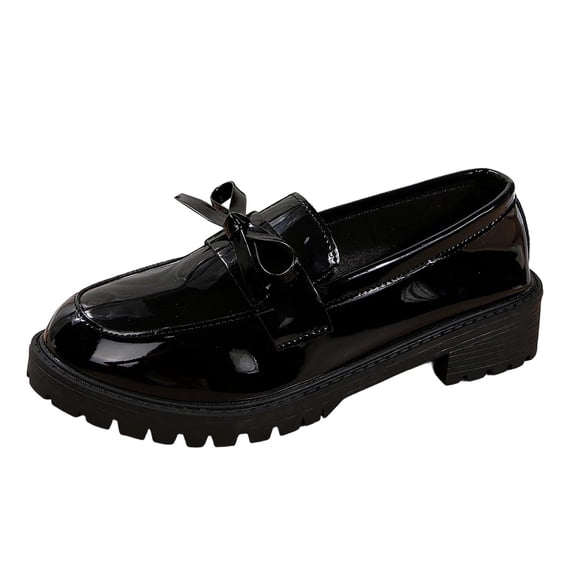 HomeDM Women's Low Chunky Loafers Round Toe Slip-On Dress Shoes for Casual Office Work Business, Size 5.5