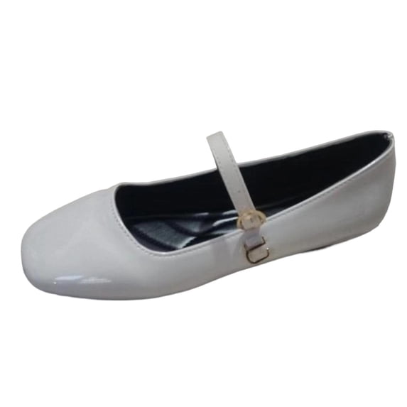 HomeDM Women's Mary Jane Square Closed Toe Slip On Ballet Flats Casual Comfortable Work Walking Party Dress Shoes, Beige Size 5.5