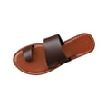 thumbnail image 1 of HomeDM Women's One Band Flat Sandals Dressy Toe Ring Slip On Slides Open Toe Thong Sandals for Summer, Coffee Size 7.5, 1 of 9