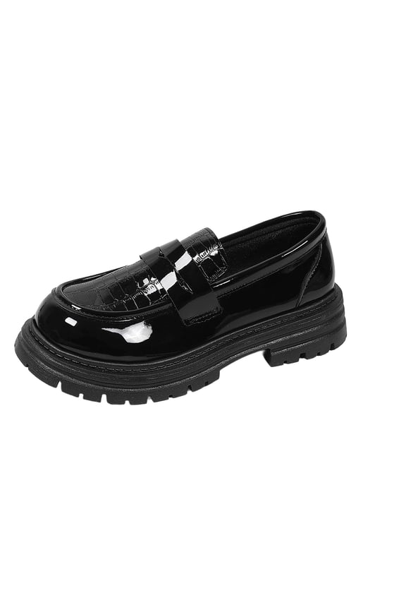 Women's Platform Chunky Loafers Closed Round Toe Casual Comfort Business Work Shoes, Black Size 5.5