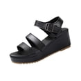 thumbnail image 1 of HomeDM Women's Platform Wedge Sandals Open Toe Ankle Strap High Heels Summer Beach Vacation Slide Sandals, Black Size 7, 1 of 9