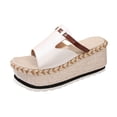 thumbnail image 1 of HomeDM Women's Platform Wedge Sandals Open Toe Espadrilles High Heel Slip-On Mules Summer Beach Sandals, White Size 7, 1 of 9