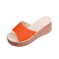 thumbnail image 1 of HomeDM Women's Platform Wedge Sandals Open Toe High Heel Slip-On Mules Summer Beach Slide Sandals, Orange Size 7, 1 of 9
