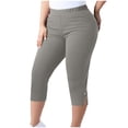 thumbnail image 1 of HomeDM Women's Plus Size Capri Leggings - Elastic Waist Yoga Workout Pants Solid Color High Waisted Workout Yoga Leggings - Gray/L, 1 of 8