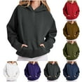 thumbnail image 1 of HomeDM Women's Pullover Hoodie Tops Soft Lightweight Long Sleeve Kangaroo Pocket Solid Color Basic Casual Sweatshirts, 1 of 7