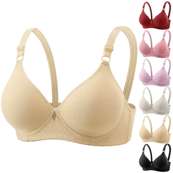 HomeDM Women's Push Up Everyday Bra, Comfortable Wireless Full Coverage Support No Underwire - Beige/L