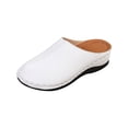 thumbnail image 1 of HomeDM Women's Sandals Slip On Closed Toe PU Leather Comfortable Arch Support Wedge Sandals, White Size 7.5, 1 of 8