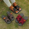 thumbnail image 1 of HomeDM Women's Slide Sandals Ring Toe Slip On Flat Sandals Open Toe Flip Flop Summer Beach Thong Sandals, Black Size 5.5, 1 of 9