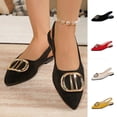 thumbnail image 1 of HomeDM Women's Slingback Flats Shoes Closed Pointy Toe Slip-On Work Shoes Comfort Walking Wedding Party Dress Shoes, Black Size 5.5, 1 of 8