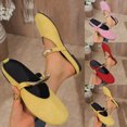 thumbnail image 1 of HomeDM Women's Suede Mules Loafers Backless Slip On Flats Closed Round Toe Comfort Slides, Yellow Size 5.5, 1 of 9