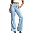 thumbnail image 1 of HomeDM Women's Sweat Pants Flare Leg Sweatpants for Lounge Yoga Light Blue Drawstring Elastic Workout Active Wear Bootcut Size L, 1 of 7