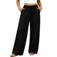 thumbnail image 1 of HomeDM Women's Sweatpants Drawstring Loose Lounge Pants with Pockets for Summer Casual Work Black L, 1 of 8