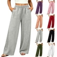 thumbnail image 1 of HomeDM Women's Sweatpants Drawstring Loose Lounge Pants with Pockets for Summer Casual Work Gray L, 1 of 9