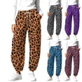 thumbnail image 1 of HomeDM Women's Sweatpants for Casual Drawstring Workout Joggers with Pockets Brown Casual Pants Leopard Print Size L, 1 of 10