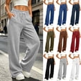 thumbnail image 1 of HomeDM Women's Sweatpants with Pockets Drawstring Wide Leg Gray Athletic Lounge Pants Size L, 1 of 8