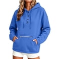 thumbnail image 1 of HomeDM Women's Sweatshirt Henley Button Drawstring Hoodie with Pocket Long Sleeve Pullover Solid Color, 1 of 6