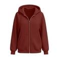 thumbnail image 1 of HomeDM Women's Sweatshirts Full Zip Hooded with Pockets Long Sleeve Loose Fit Casual Jacket Tops, 1 of 6