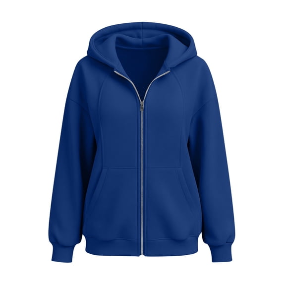 HomeDM Women's Sweatshirts Full Zip Hooded with Pockets Long Sleeve Loose Fit Casual Jacket Tops