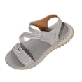 thumbnail image 1 of HomeDM Women's Walking Sandals Open Toe Ankle Strap Summer Slip On Comfort Beach Sandals for Outdoor Travel, Gray Size 9, 1 of 10