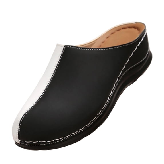 HomeDM Women's Wedge Closed Toe Sandals Summer Beach Comfort Slip On Mules Size 6