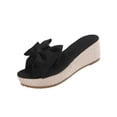 thumbnail image 1 of HomeDM Women's Wedge Flatform Slides Sandals Open Toe Slip-On Summer Outdoor Travel Beach Sandals, Black Size 9.5, 1 of 9