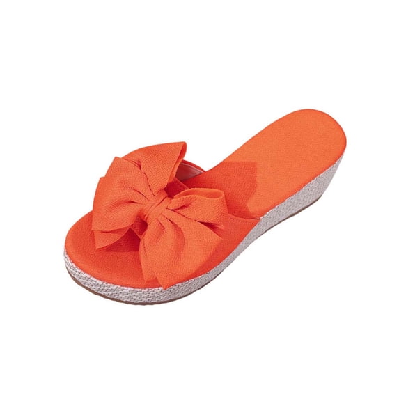 HomeDM Women's Wedge Flatform Slides Sandals Open Toe Slip-On Summer Outdoor Travel Beach Sandals, Orange Size 9
