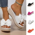 thumbnail image 1 of HomeDM Women's Wedge Flatform Slides Sandals Open Toe Slip-On Summer Outdoor Travel Beach Sandals, White Size 5.5, 1 of 9
