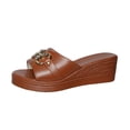 thumbnail image 1 of HomeDM Women's Wedge Open Toe Sandals Flatform Comfortable Arch Support Slip-On Summer Beach Sandals, Brown Size 9, 1 of 9