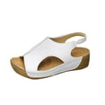 thumbnail image 1 of HomeDM Women's Wedge Open Toe Sandals Platform Slip On Ankle Strap Dressy Summer Walking Vacation Beach Sandals, Silver Size 6, 1 of 5