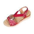 thumbnail image 1 of HomeDM Women's Wedge Sandals Espadrilles Platform Open Toe Ankle Strap Comfort Wedges Heels Summer Beach Shoes, Red Size 6, 1 of 9