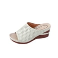 thumbnail image 1 of HomeDM Women's Wedge Sandals Platform Slip On Comfortable Arch Support Summer Open Toe Mules Sandals, White Size 9, 1 of 4