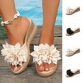 thumbnail image 1 of HomeDM Women's Wedge Slide Sandals Platform Open Toe Slip-On Mules Summer Beach Sandals, White Size 5.5, 1 of 6