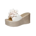 thumbnail image 1 of HomeDM Women's Wedge Slides Sandal Espadrilles Platform Open Toe Slip On Summer High Heel Sandals, Beige Size 8.5, 1 of 5