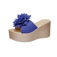 thumbnail image 1 of HomeDM Women's Wedge Slides Sandal Espadrilles Platform Open Toe Slip On Summer High Heel Sandals, Blue Size 9.5, 1 of 5