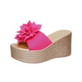thumbnail image 1 of HomeDM Women's Wedge Slides Sandal Espadrilles Platform Open Toe Slip On Summer High Heel Sandals, Hot Pink Size 9.5, 1 of 6