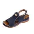 thumbnail image 1 of HomeDM Women's Wedge Slingback Sandals Open Toe Comfortable Arch Support Summer Walking Beach Sandals, Blue Size 8.5, 1 of 9