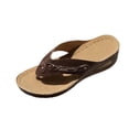 thumbnail image 1 of HomeDM Women's Wedge Thong Sandals Slip-On Round Open Toe Flip-Flops Summer Outdoor Travel Beach Sandals, Coffee Size 7, 1 of 9