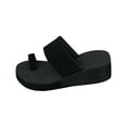 thumbnail image 1 of HomeDM Women's Wedge Thong Sandals Toe Ring Platform Slip On Flip Flops Summer Casual Comfortable Walking Sandals, Black Size 5.5, 1 of 9