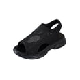 thumbnail image 1 of HomeDM Women's Wedge Walking Sandals Open Peep Toe Comfortable Ankle Strap Mesh Sport Summer Beach Sandals, Black Size 7, 1 of 9