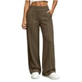 thumbnail image 1 of HomeDM Women's Wide Leg Sweatpants High Waisted Baggy Brown Athletic Pants with Pocket Size M, 1 of 7