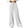 thumbnail image 1 of HomeDM Women's Wide Leg Sweatpants Loose Fit Solid Color Workout Pants Comfy Lounge Joggers Drawstring Elastic Sweat Pants with Pockets - White/M, 1 of 6