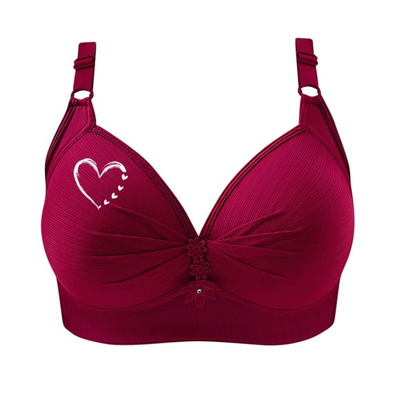 HomeDM Women's Wireless Bras - Womens Full Coverage No Underwire Bras, XS-4XL Plus Size Push Up Lift and Support Bra for Women Red/2XL