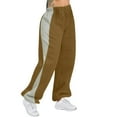 thumbnail image 1 of HomeDM Womens Baggy Sweatpants Wide Leg Sweat Pants Color Block Athletic Jogger with Pockets Casual Trendy Pants Comfy Lounge - Khaki/M, 1 of 5
