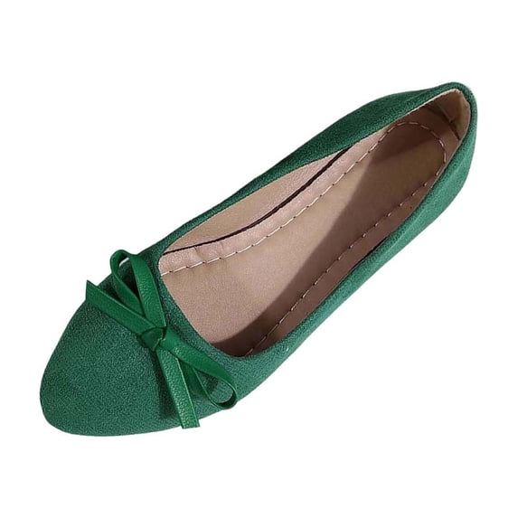 HomeDM Womens Ballet Flats Slip On Closed Pointy Toe Bowknot Work Dress Shoes for Walking Wedding Work, Green Size 8.5