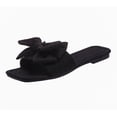 thumbnail image 1 of HomeDM Womens Bow Knot Flat Sandals Square Open Toe Wedding Dress Summer Comfortable Slip On Sandals, Black Size 5.5, 1 of 9
