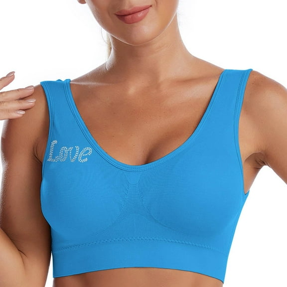 HomeDM Womens Bras Seamless No Underwire Supportive Soft Wireless Push Up Bras Full Coverage Bralettes Comfort U Back T-Shirt Bra Low Impact Yoga Workout Fitness Bras - Blue/XL